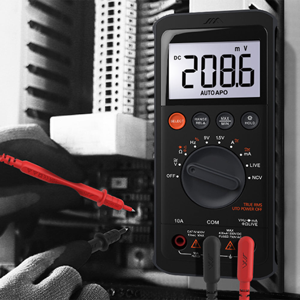 Digital Multimeter with Auto-Ranging & Magnetic Back, Backlit LCD AC/DC Volt Ohm Amp Tester