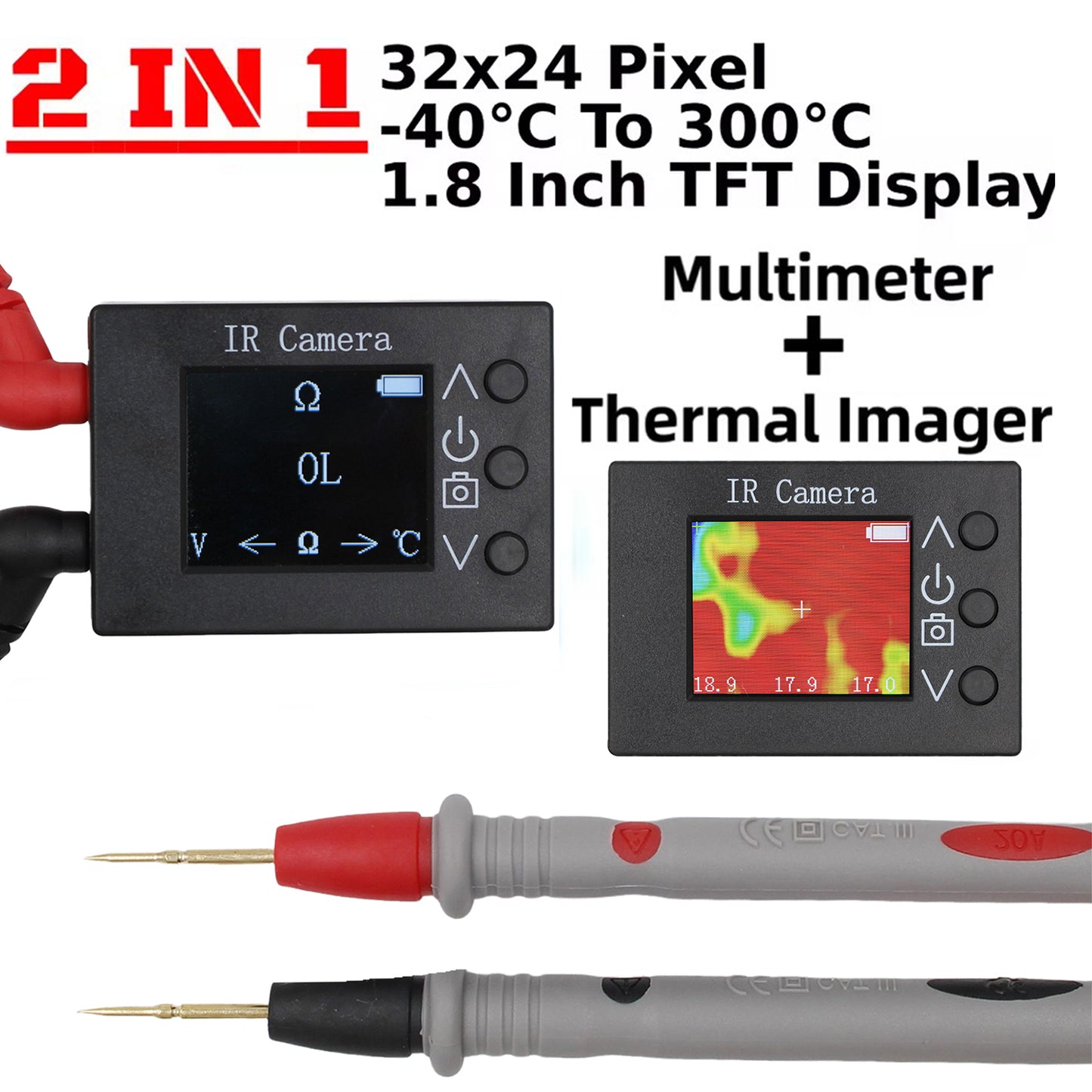 2 In 1 IR Camera Temperature Tester Thermal Imager With Imaging Sensor 1.8Inch