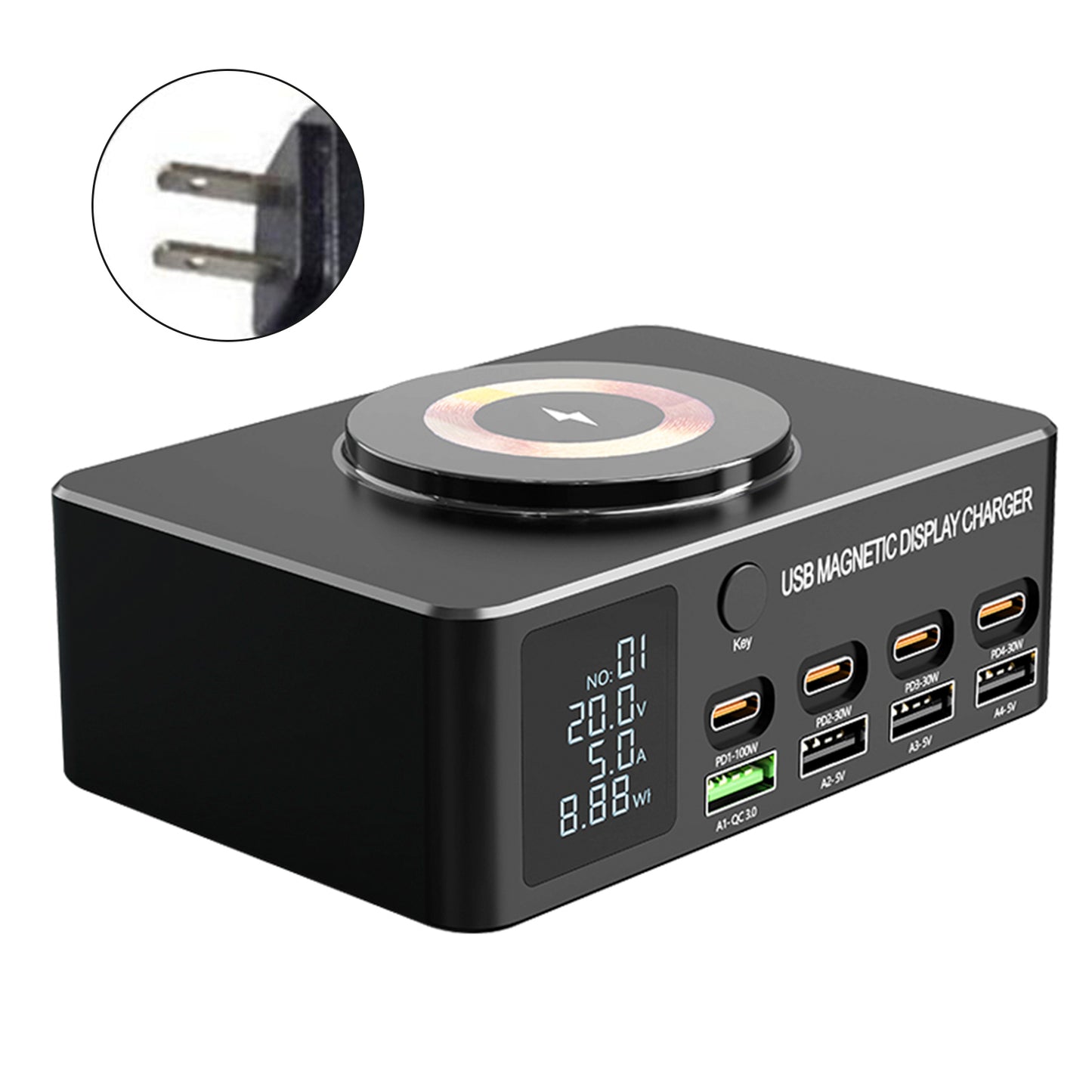 140W Fast Charging Charger Intelligent Digital Display PD100W Magnetic Wireless