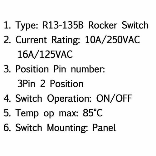 4Pcs Waterproof R13-135B Rocker Switch 3Pin 2 Position ON-OFF 10A/16A Red US