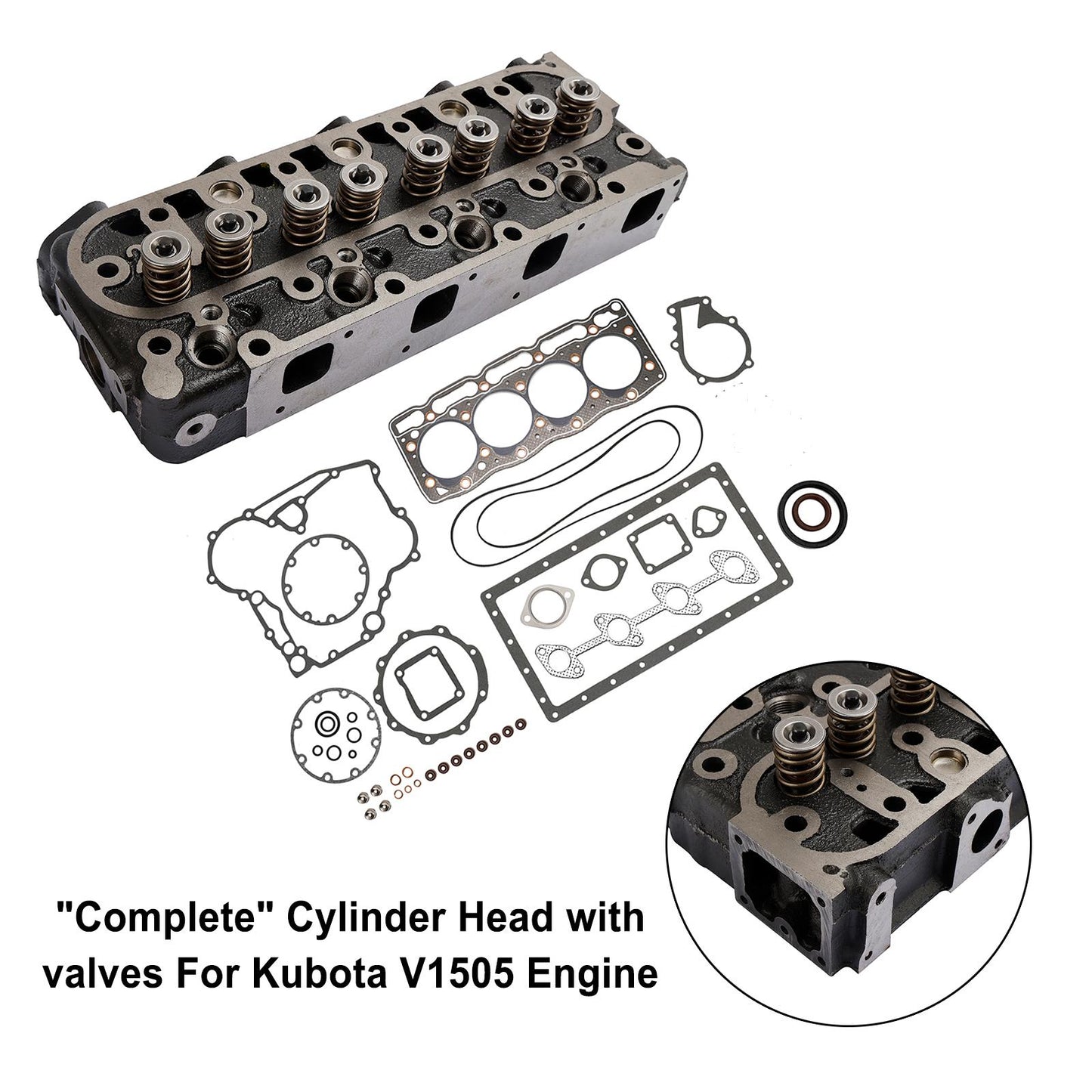 Complete Cylinder Head Assembly with Gasket Kit for Kubota V1505 V1505D 1G091-03044