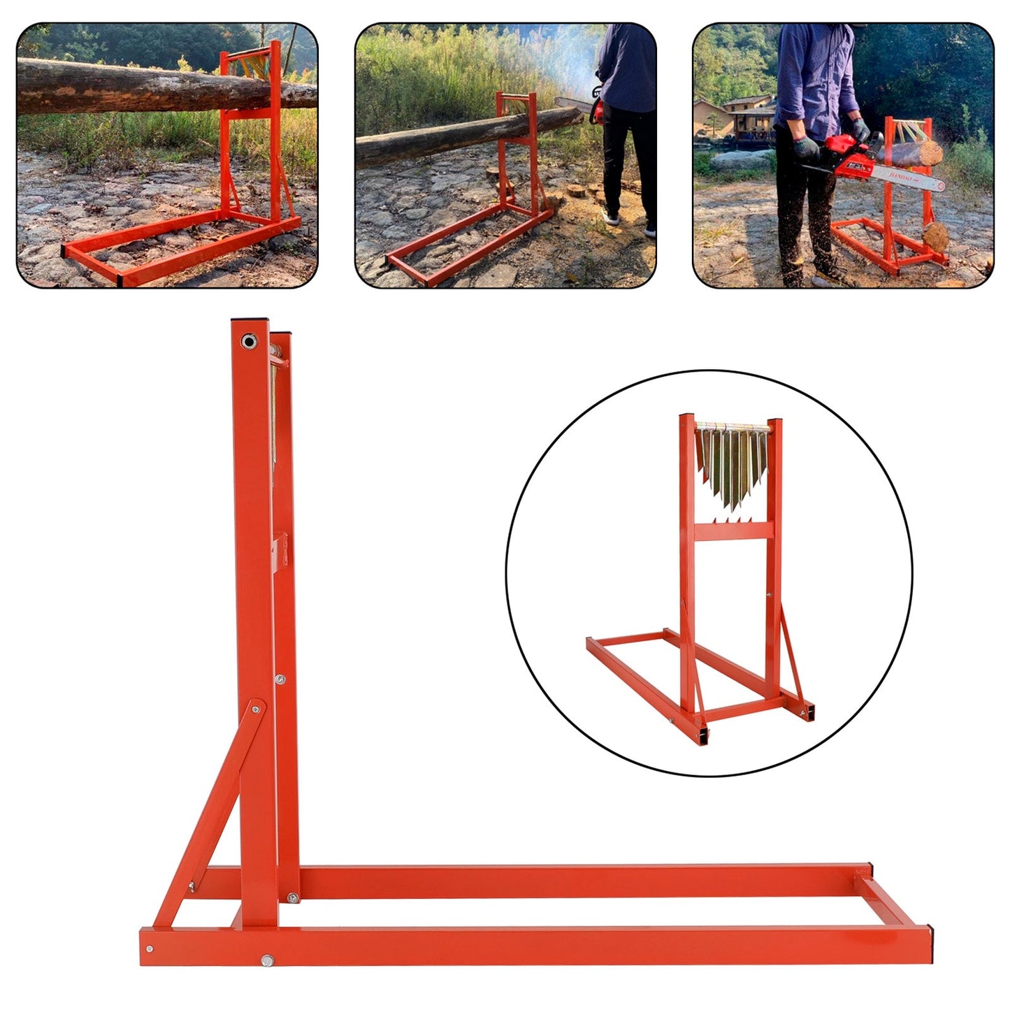 Wood Log Cutting Stand Heavy Duty Folding Saw Bench