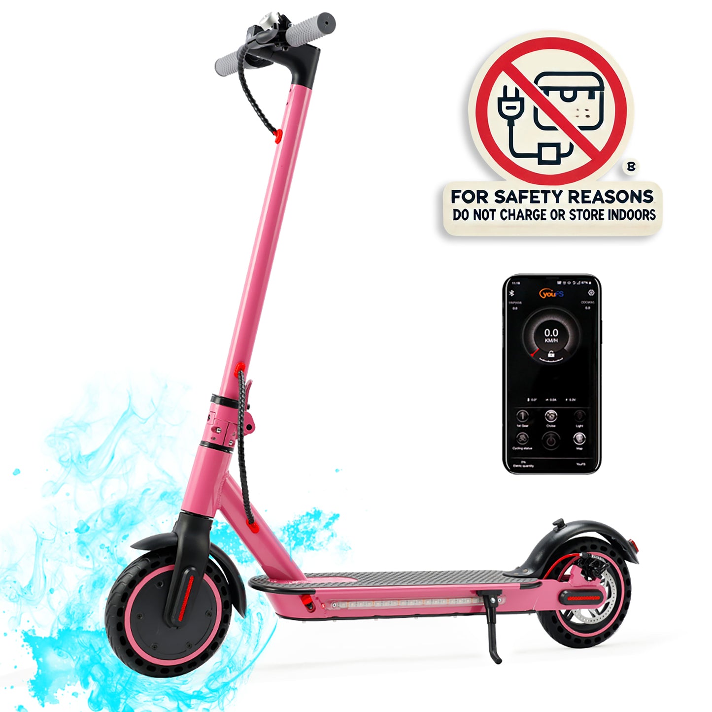 8.5" Folding Electric Scooter 350W, 19 mph, 22 mi Range, UL2272, App, Dual Brakes