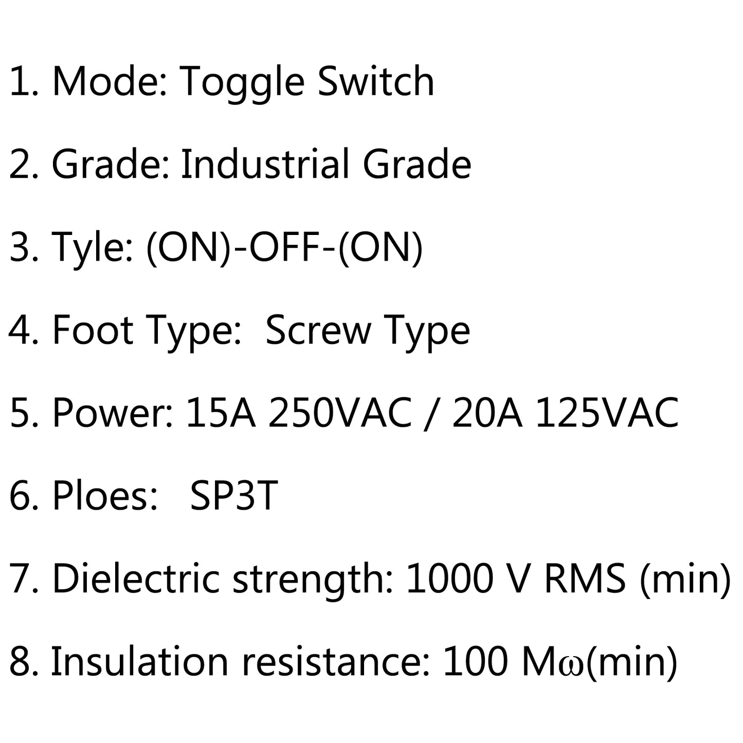 4x Toowei 3 Terminal 3Pin (ON)-OFF-(ON) Toggle Switch Reset SP3T Grade
