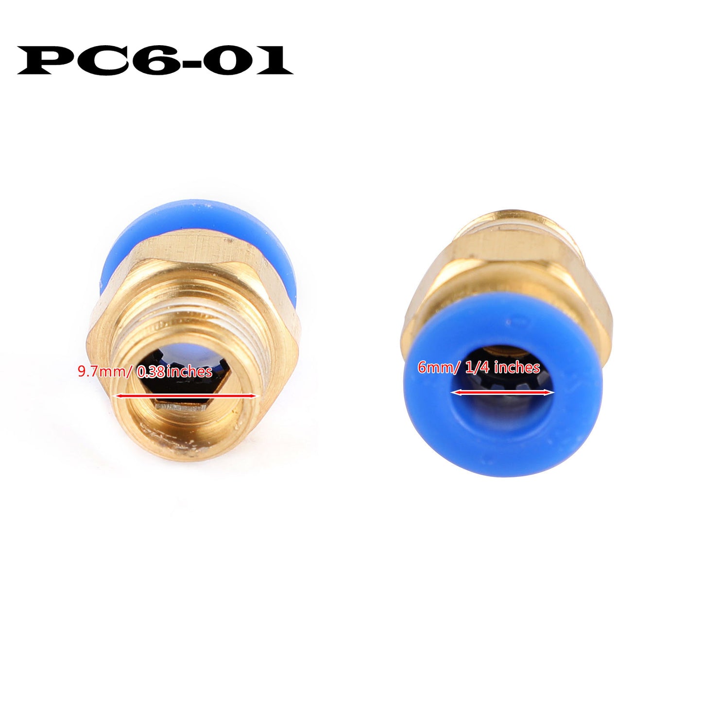 Male Straight Push In To Connect Air Fitting Tube OD 4/6mm x NPT 1/4 1/8", 6mm / 1/8"