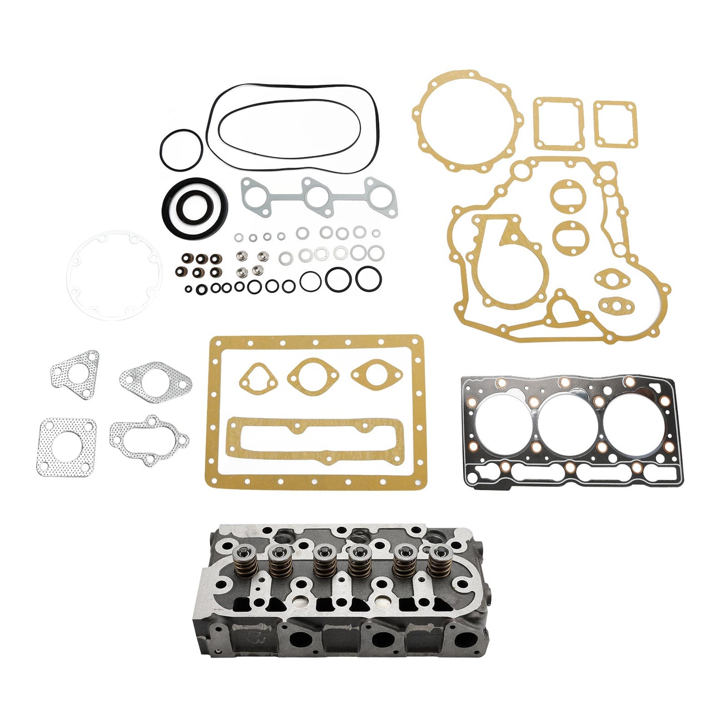 Complete Cylinder Head Assembly for Kubota D1005 Engine with Full Gasket Set, Replaces 16027-03043