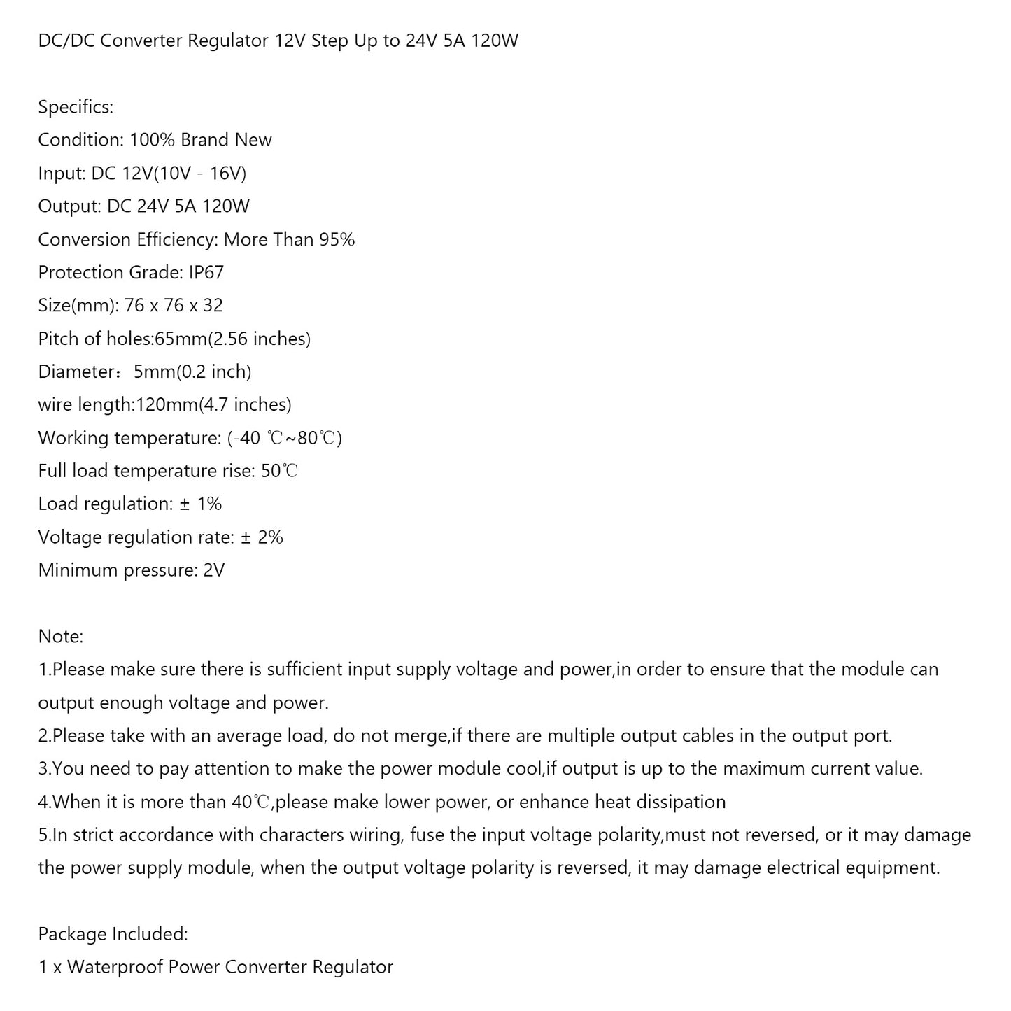 12V to 24V 5A 120W DC-DC Boost Step Up Power Converter Voltage Regulator Module