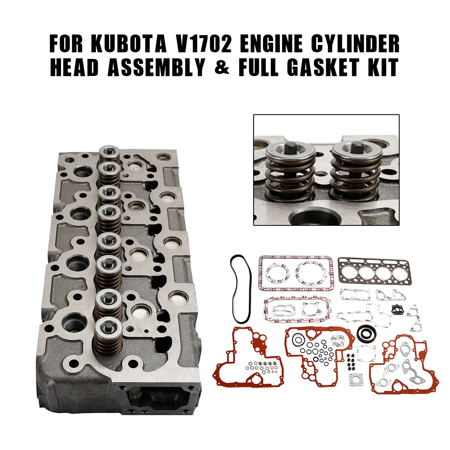 Complete Cylinder Head with Gasket Kit for Kubota V1702 V1702B Engine Bobcat 733 743 Loader