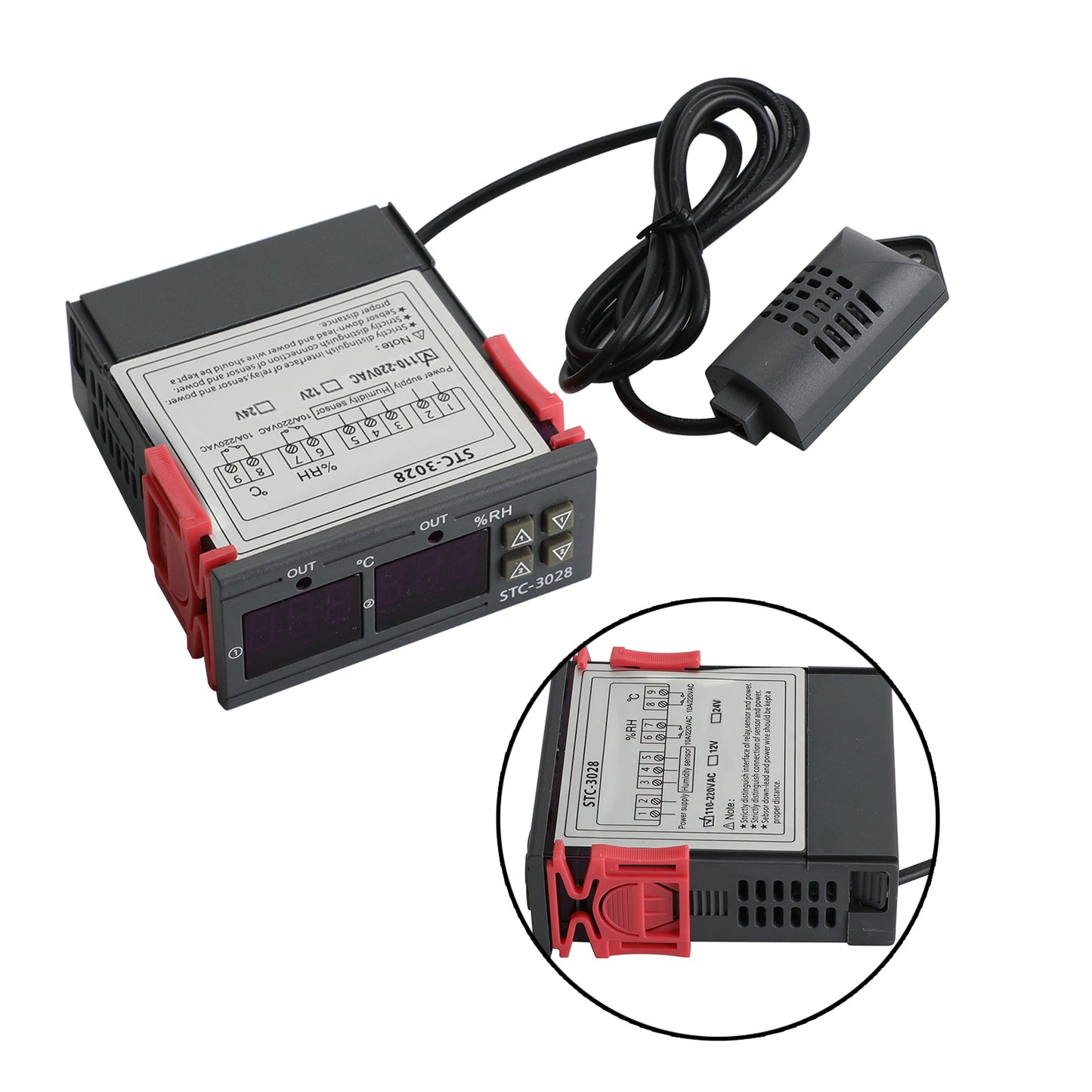 STC-3028 Dual Display Digital Temperature Humidity Controller Thermostat+Probe, AC110V-220V