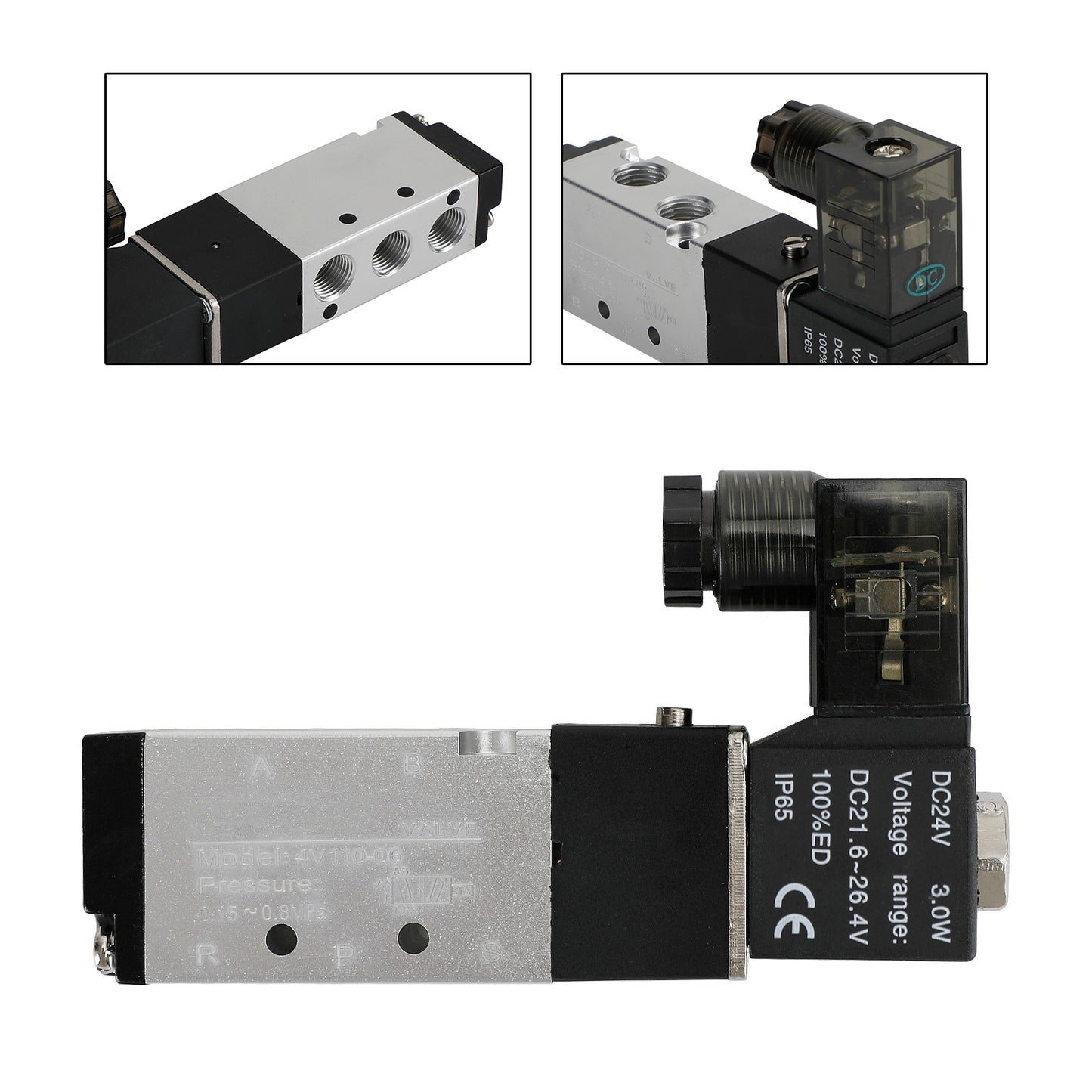 Pneumatic Electric Solenoid Air Valve 4V110-06 2 Position 5 Way PT 1/8", DC 24V