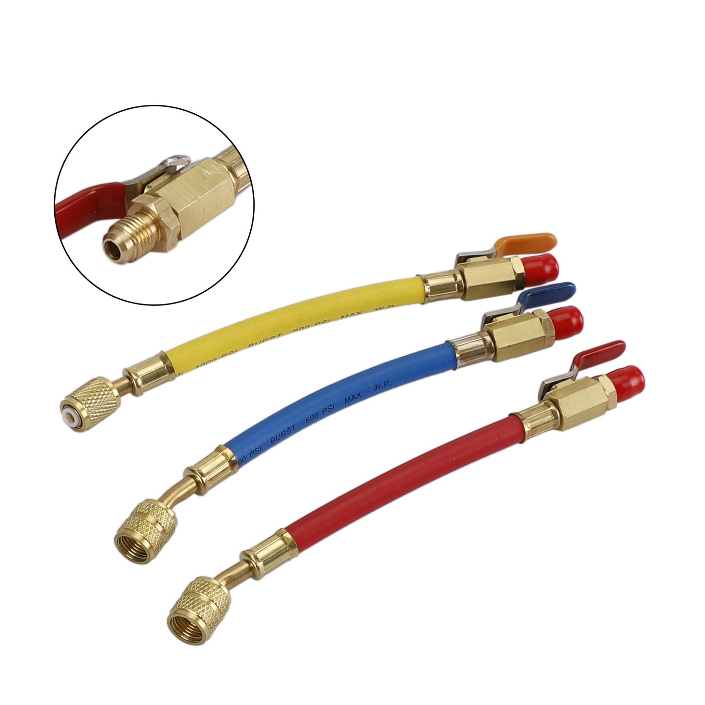 Charging Refrigeration Hose Air Condition HVAC 3Pcs R410A Ball Valves Set