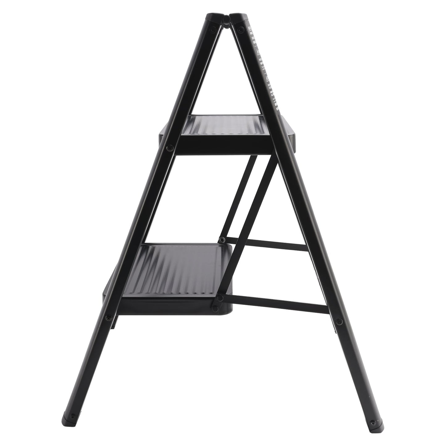 2-Step Ultra-Slim Folding Step Stool, 2" Thick Carbon Steel with Wide Anti-Slip Pedals, 330 lbs Capacity (Black)
