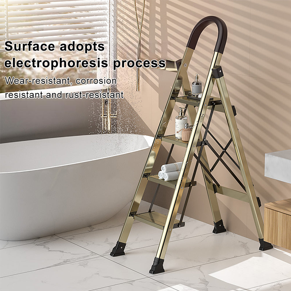 330lb Portable 4-Step Folding Ladder – Aluminum Step Stool with Anti-Slip Wide Pedals for Home & Office