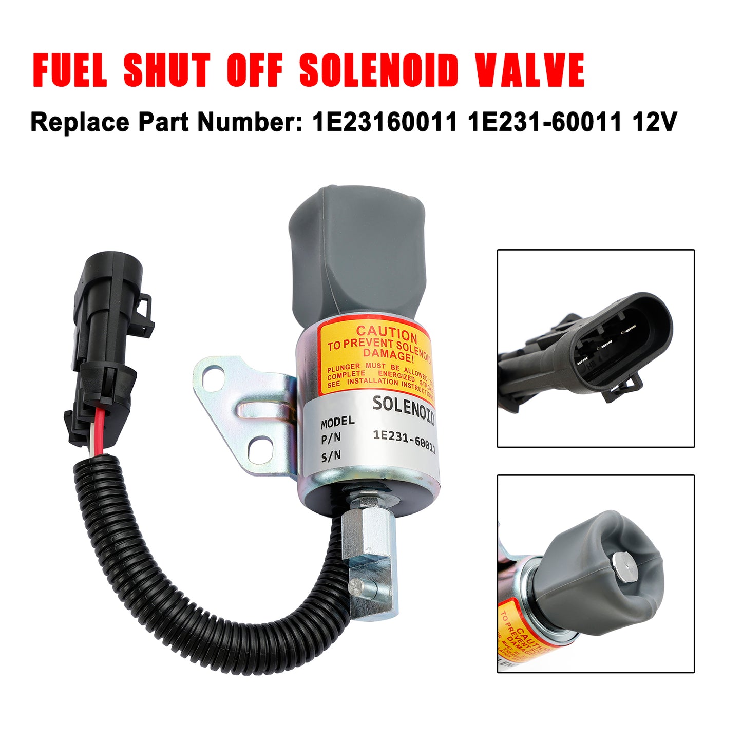 1E231-60011 Fuel Shut Down Solenoid For Kubota V2203 D722 D902 Engline M8200