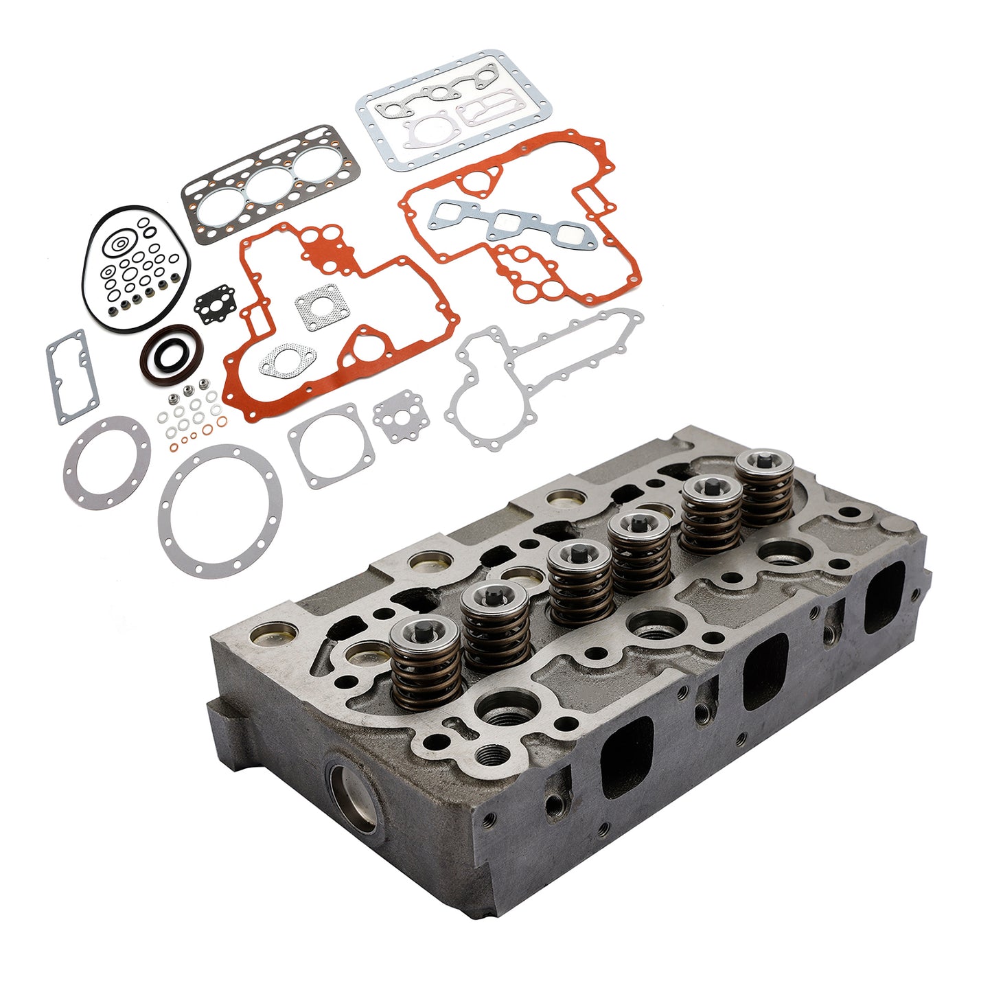 Complete Cylinder Head & Gasket Kit for Kubota D1402 Engine, Fits Bobcat 643, New Holland L455, L2550