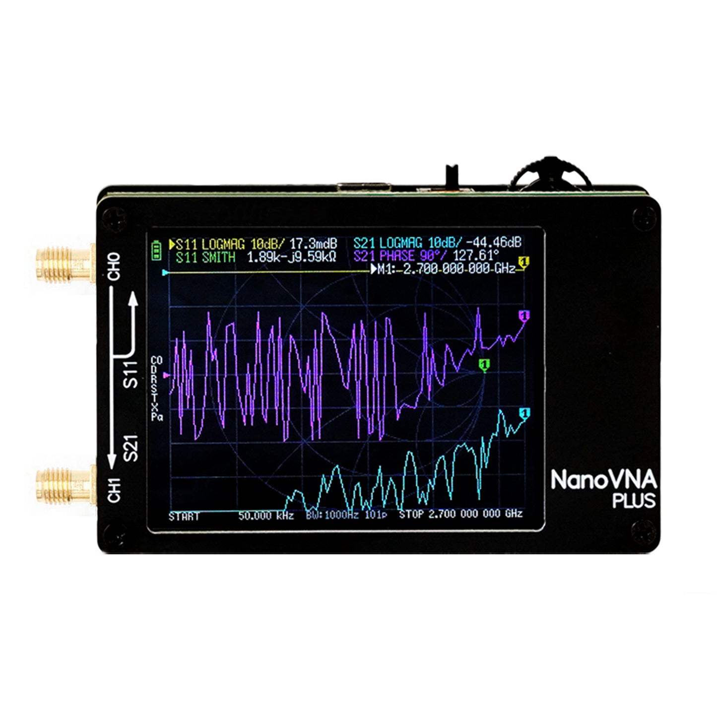 NanoVNA H Vector Network Analyzer 50kHz-2.7GHz MF HF VHF Antenna Analyzer