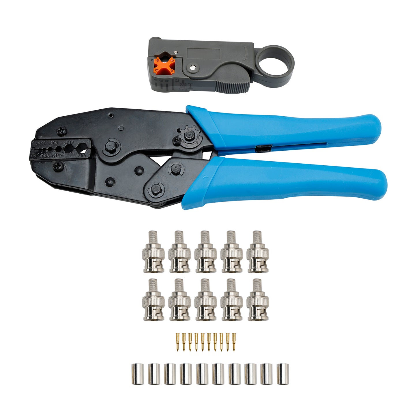 Coax RF/BNC Crimp Tools For RG59/RG6 With 10Pcs BNC Plug Crimp Connector Set US