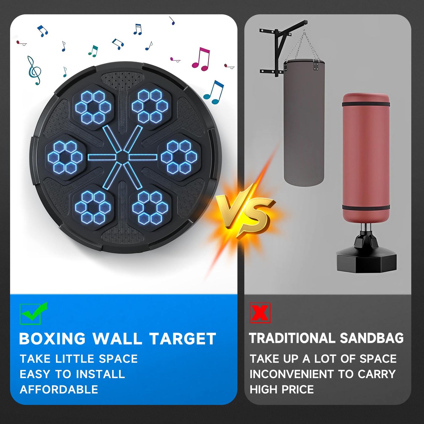 Wall Mount Boxing Target Bluetooth Music Indoor React Machine
