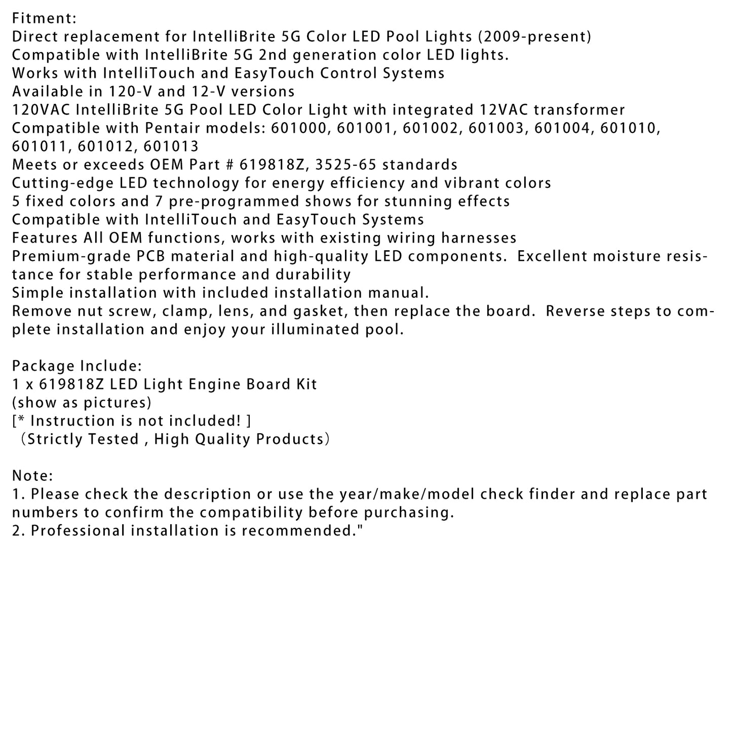 619818Z LED Light Engine Board Kit – Replacement for IntelliBrite 5G Color LED Pool Light