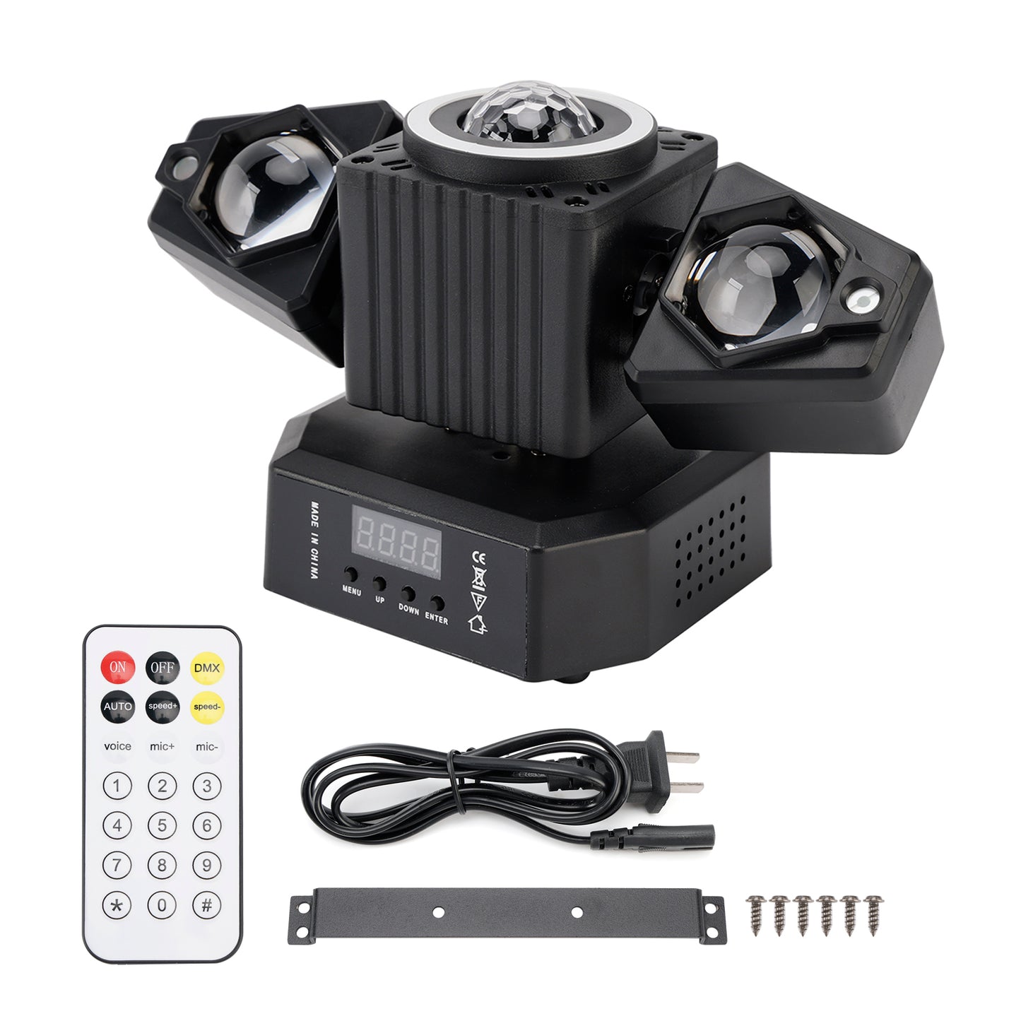 4-in-1 LED Moving Head DJ Light with Laser, Strobe, RGBW Beam & Magic Ball Effects, DMX Stage Lighting for Parties