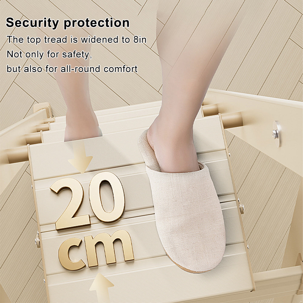 4-Step Ultra-Slim Folding Ladder, 2.8" Thick with Safety Handrail & Wide Anti-Slip Pedals, 330 lbs Capacity (White)