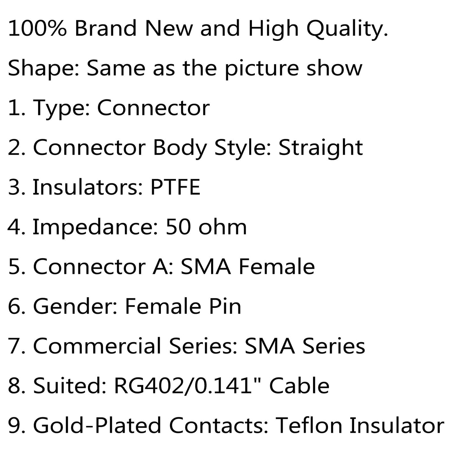 10Pcs SMA Female Jack Solder For Semi-rigid RG402 0.141" Cable RF Connector