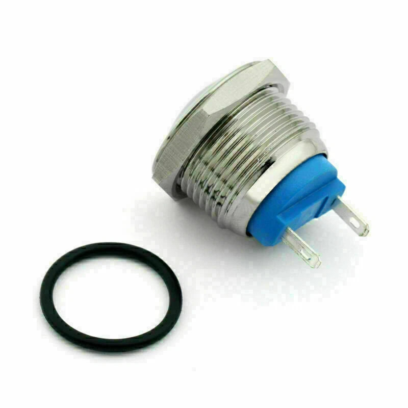 16mm 2 Pin Normally Closed Momentary NC Metal Push Button Switch 36V/2A Flat Round