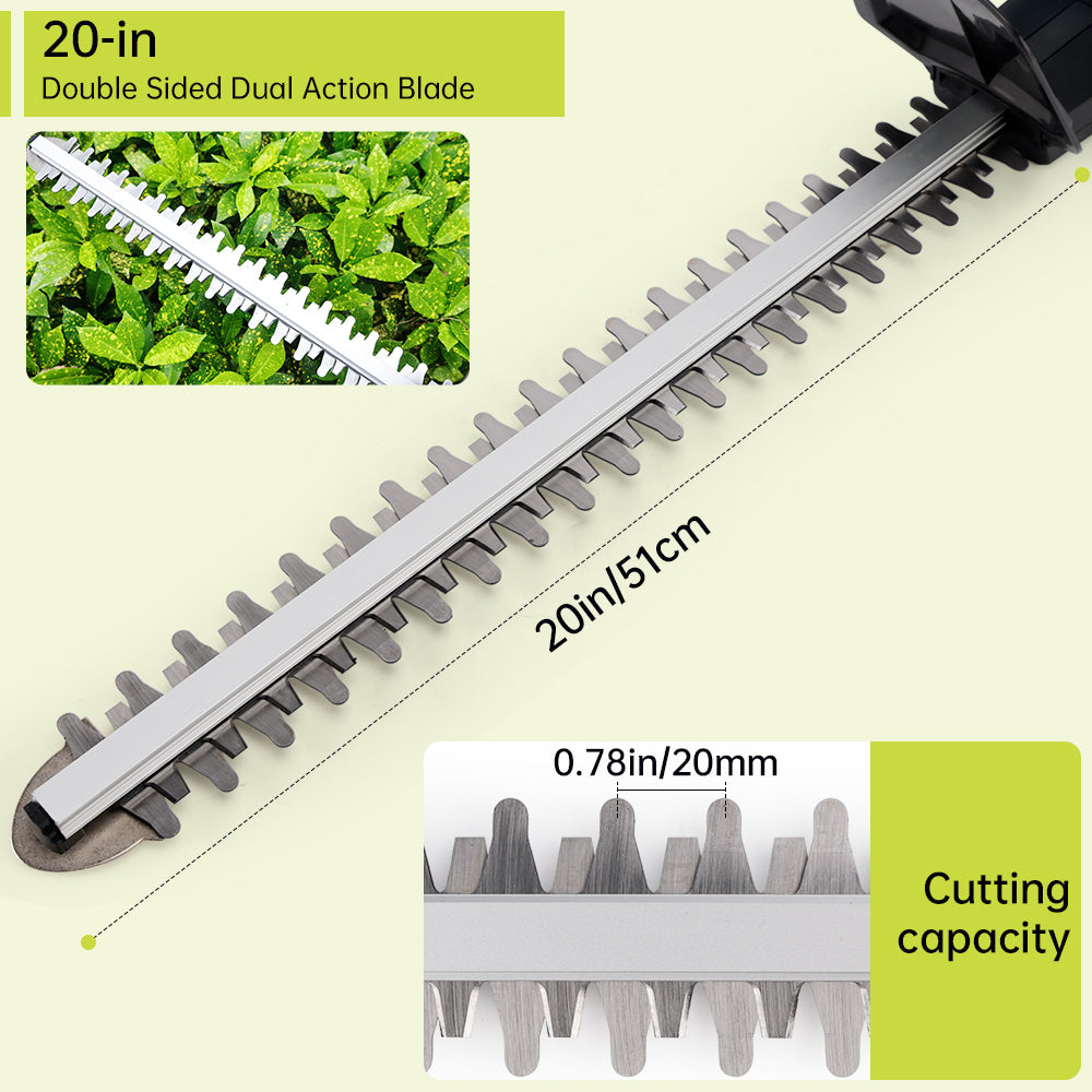 20'' Electric Hedge Trimmer Cordless Power Hedge Trimmer