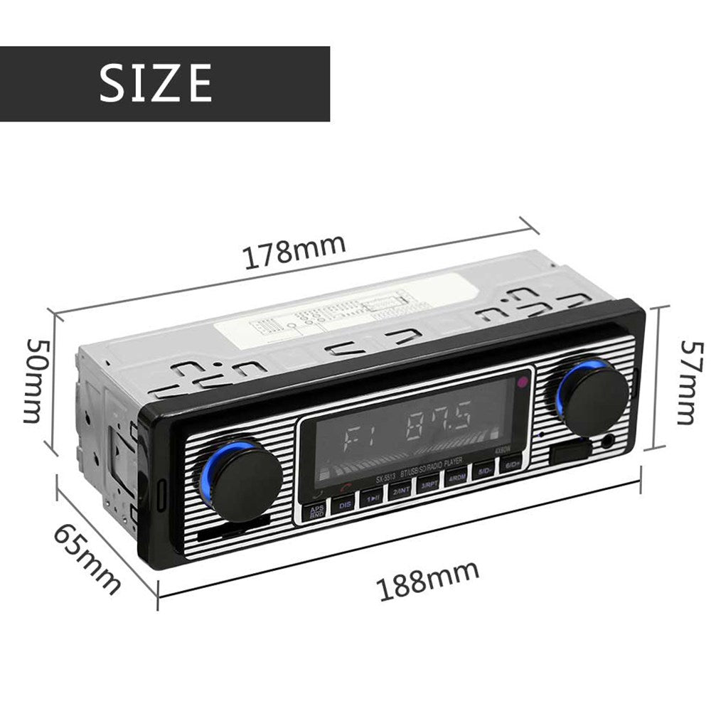 Vintage Classic Bluetooth Car Stereo FM Radio MP3 Player Receiver USB/SD/AUX