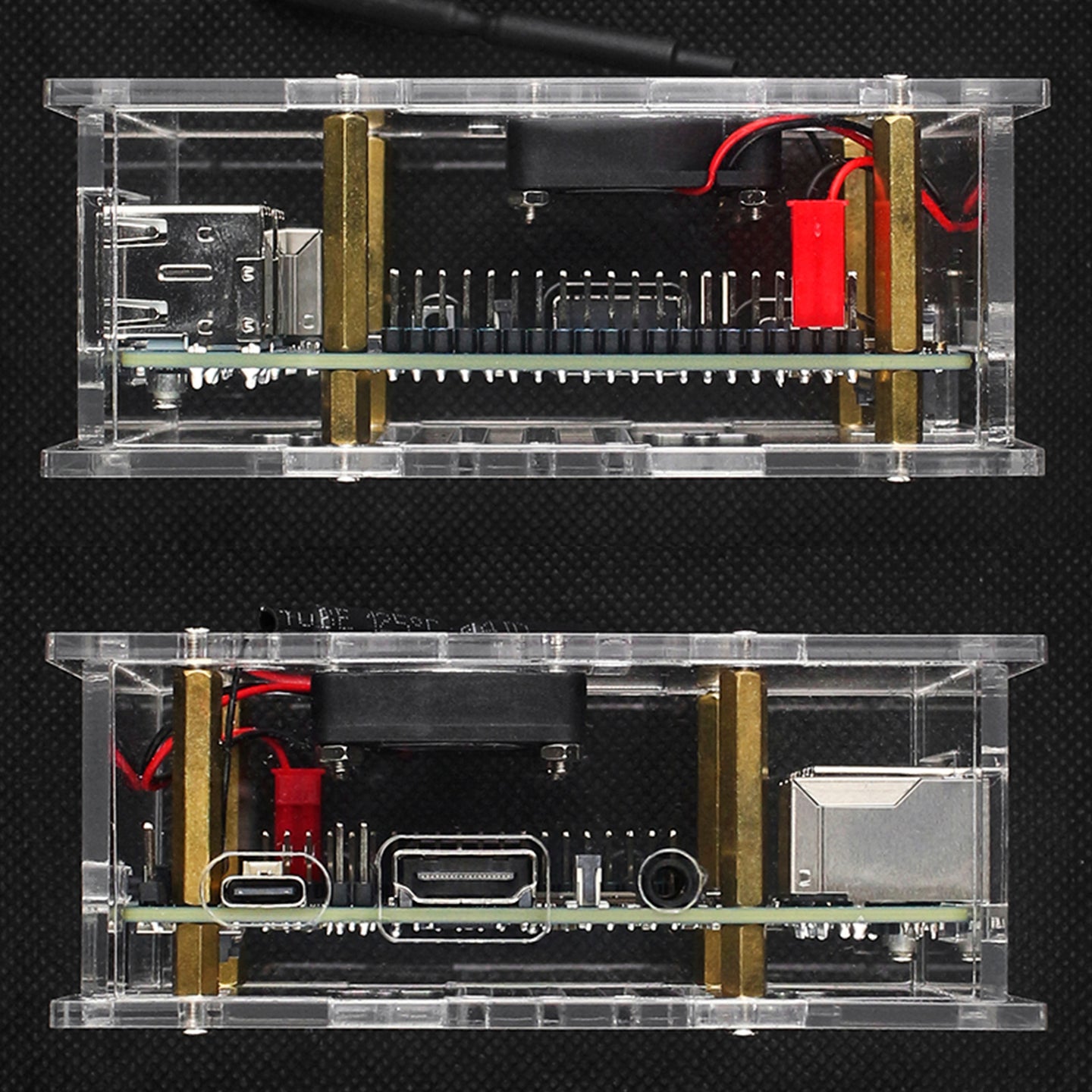 Orange Pi 4A Acrylic Case Orange Pi Transparent Protective Box with Cooling Fan