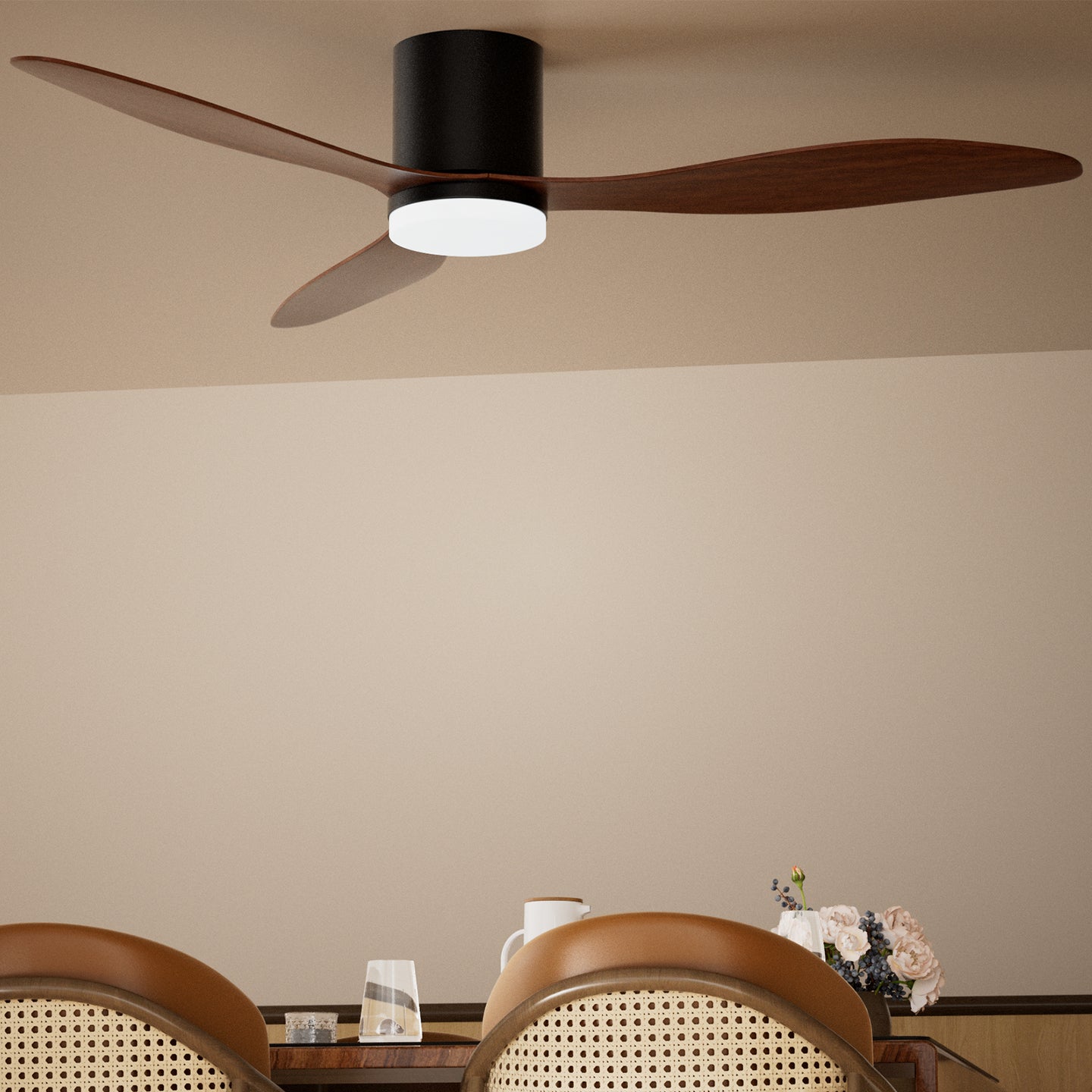 52-Inch Smart Ceiling Fan with Light, Quiet DC Motor, Remote & App Control, Dimmable 3-Color LED, 6-Speed Reversible