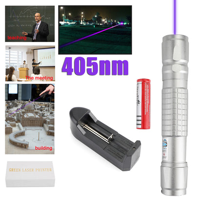 405nm 5mW Rechargeable Blue-Violet Laser Pointer Kit with 18650 Battery & Charger, High Power Pen for Presentations