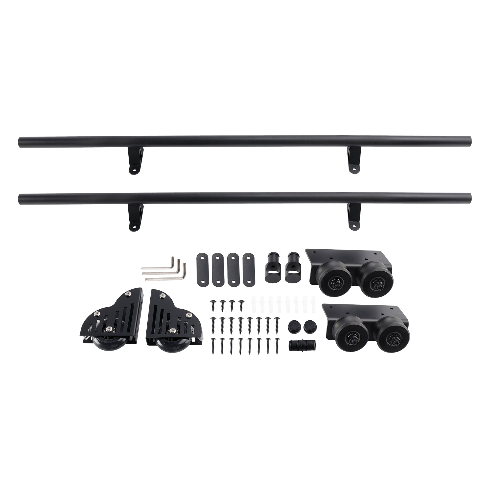 6.6FT Round Tube Rolling Library Sliding Ladder Hardware Kit with Brake