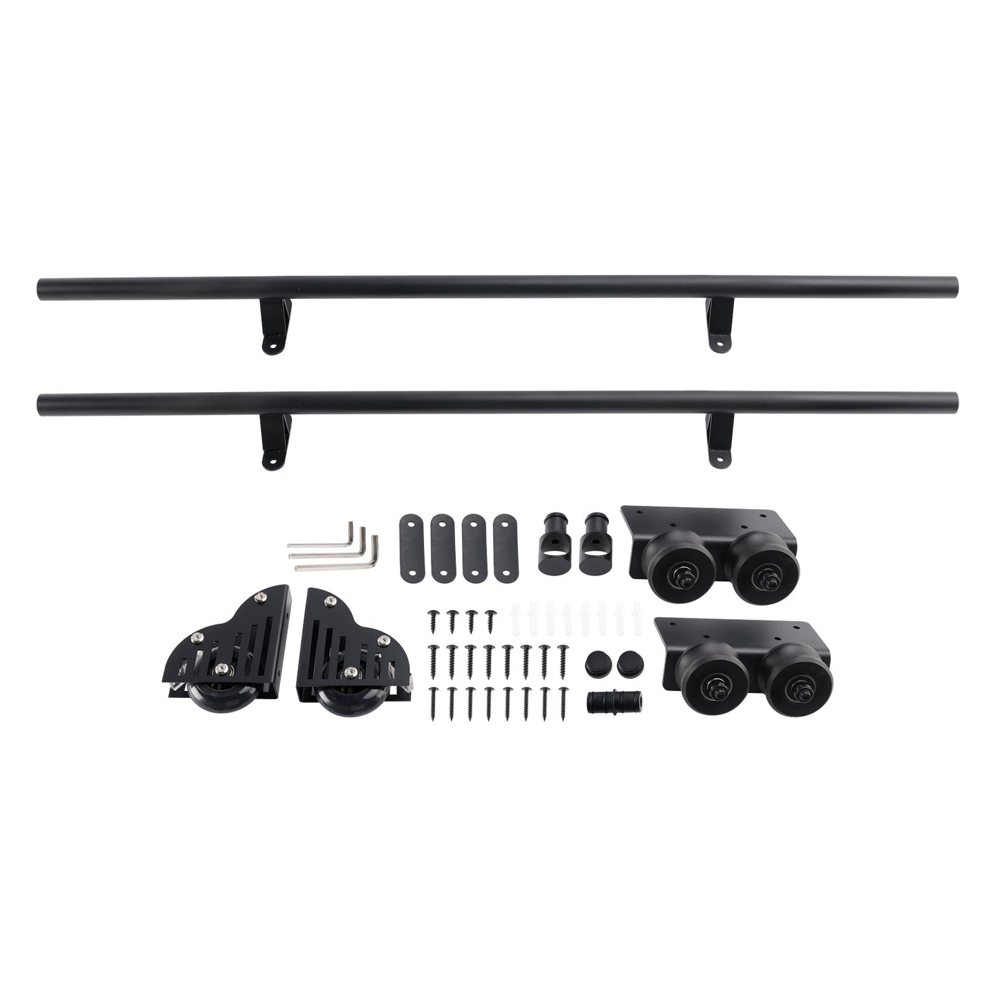 6.6FT Round Tube Rolling Library Sliding Ladder Hardware Kit with Brake