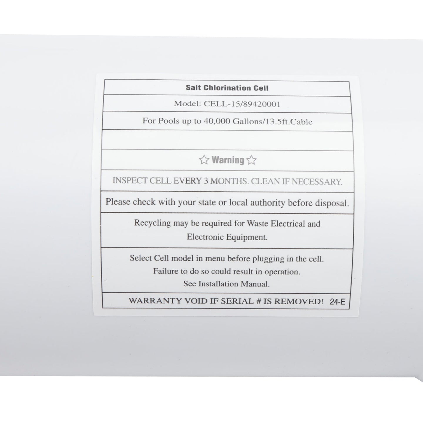 W3T-CELL-15 TurboCell Salt Chlorination Cell Fit for Hayward up to 40000 Gallons
