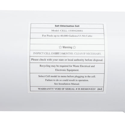 W3T-CELL-15 TurboCell Salt Chlorination Cell Fit for Hayward up to 40000 Gallons