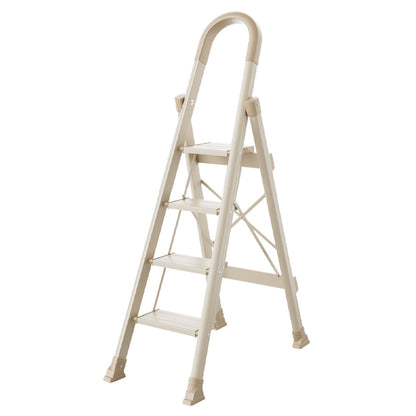 4-Step Ultra-Slim Folding Ladder, 2.8" Thick with Safety Handrail & Wide Anti-Slip Pedals, 330 lbs Capacity (White)