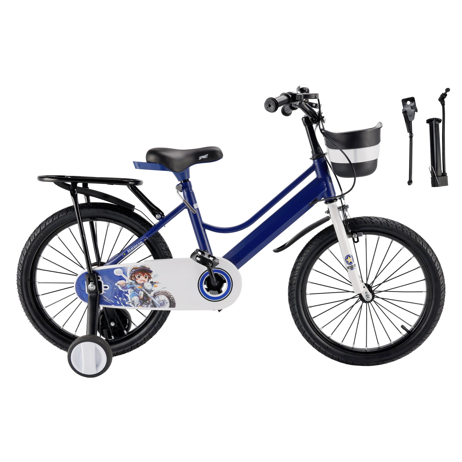 16" Kids Bike for Boys and Girls with auxiliary wheels & Rack Dark Blue (Copy)