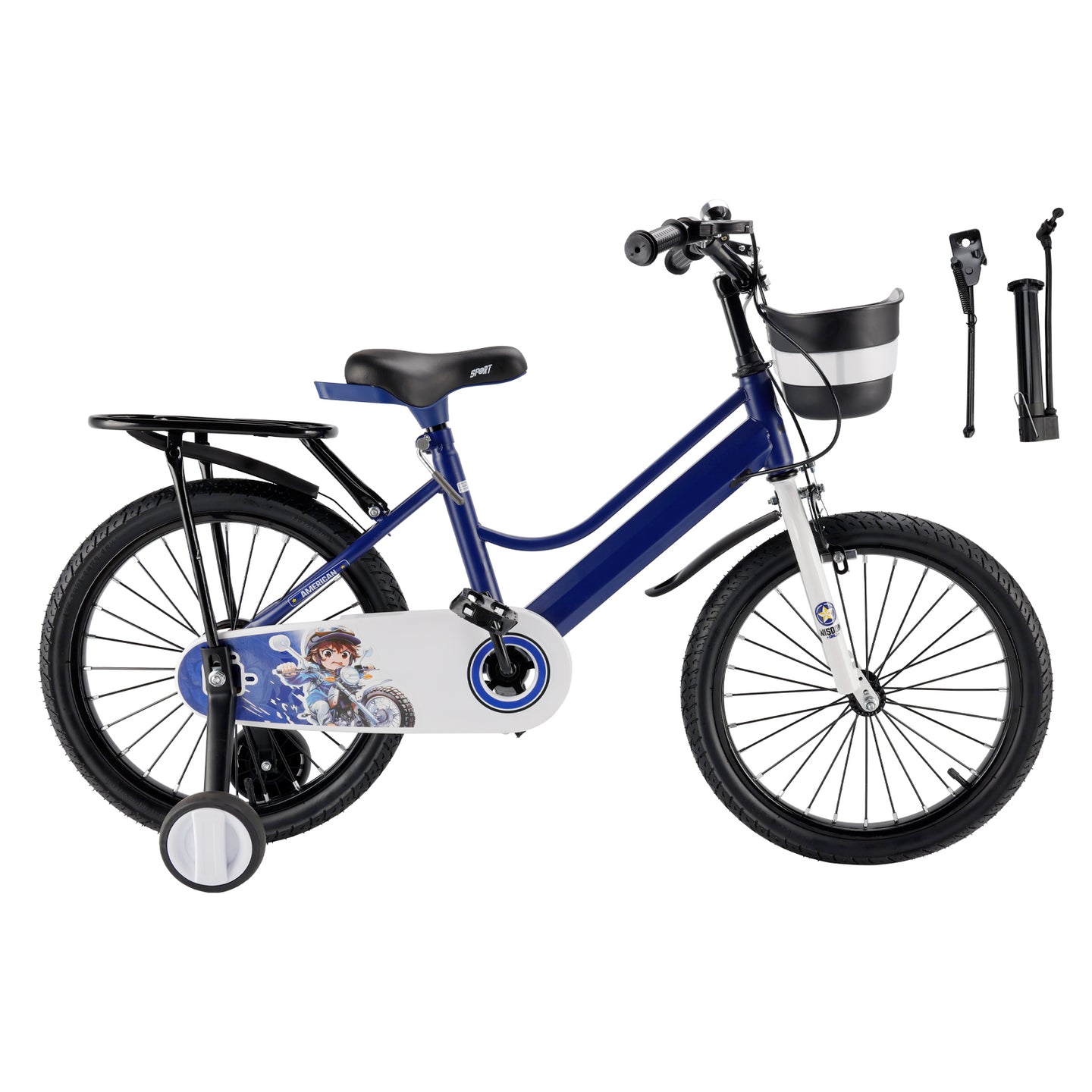 16" Kids Bike for Boys and Girls with auxiliary wheels & Rack Dark Blue (Copy)