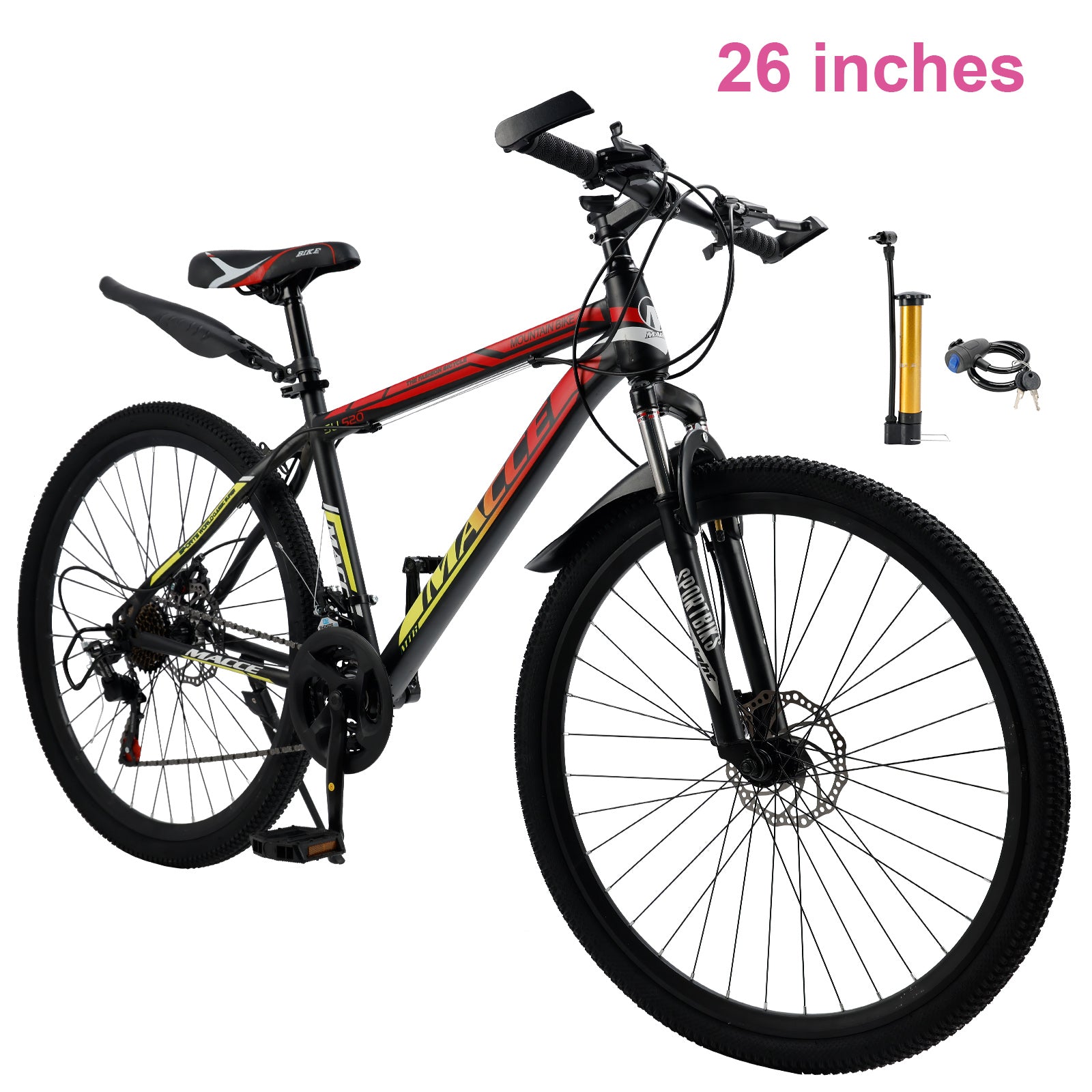 26 inch 24-Speed Mountain Bike with Suspension & Dual Disc Brakes