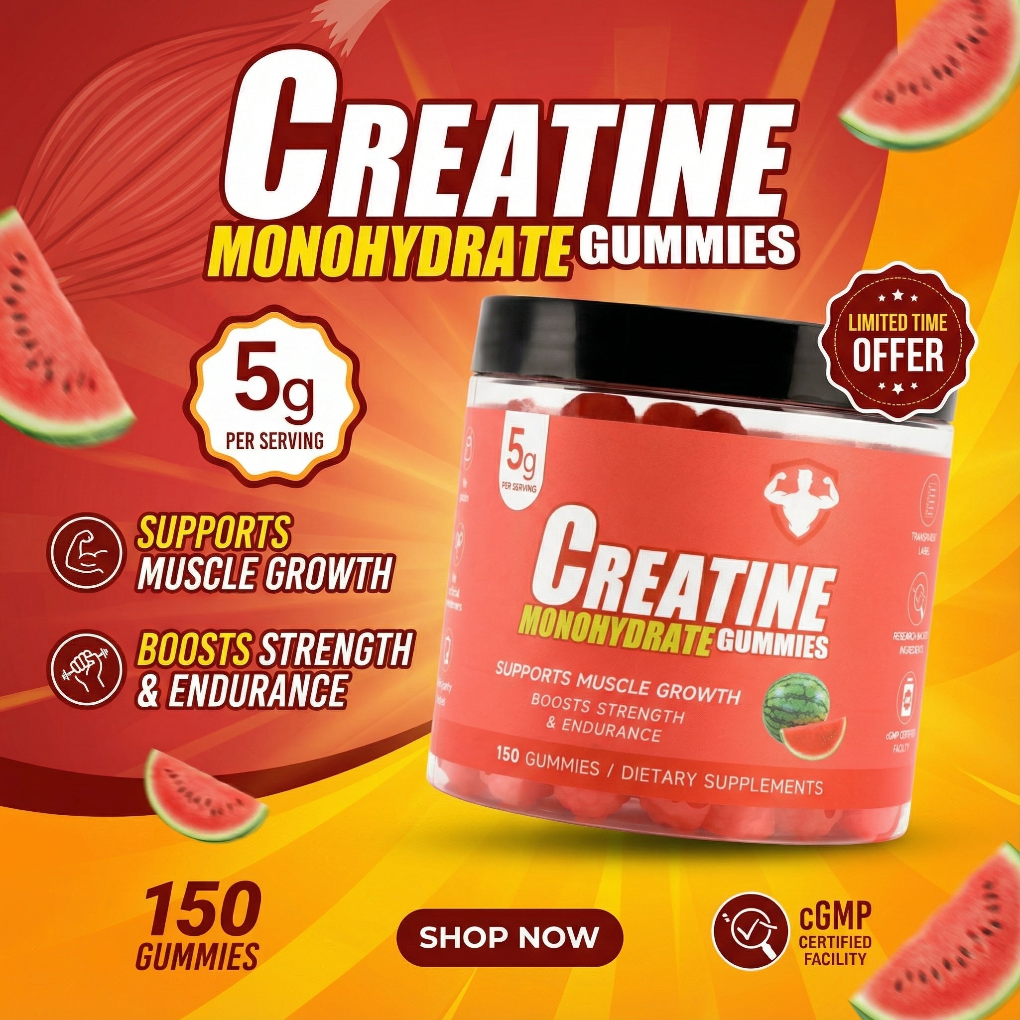 Topteng  Watermelon-flavored Creatine Monohydrate Gummies