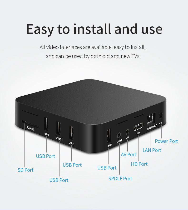 Android Smart TV Box 4K Ultra HD Network Media Player with 5G Dual-Band WiFi & Bluetooth, 8GB RAM 256GB ROM, Quad-Core CPU, Screen Mirroring Support
