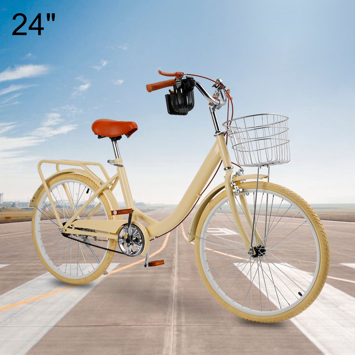 24/26 inch Women City Bicycle Beach Cruiser Bike with Basket & Rack