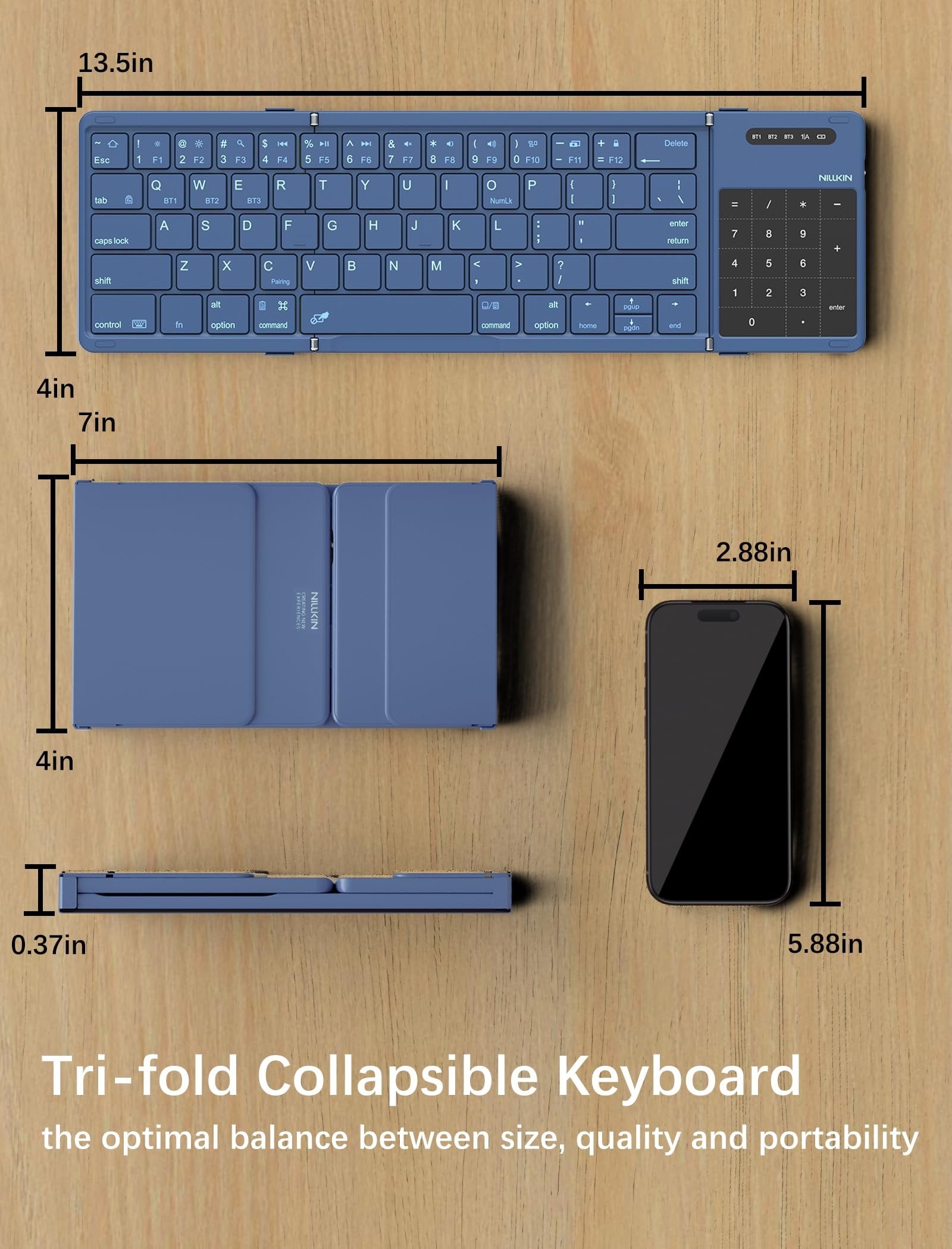 Tri-Fold Bluetooth Keyboard
