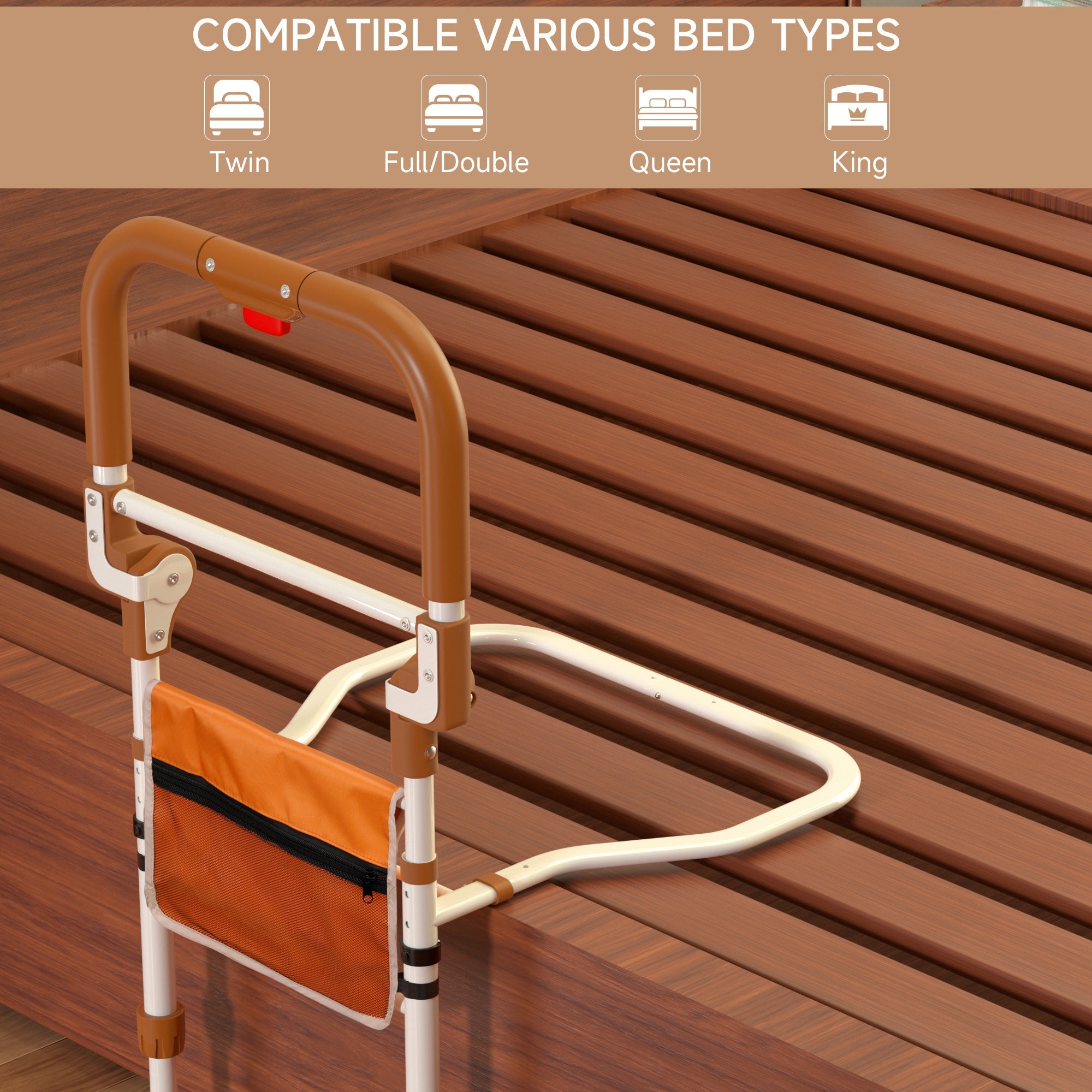 Foldable Bed Rail Safety Assist Handle Hand Guard Grab Bar Elderly Handicap