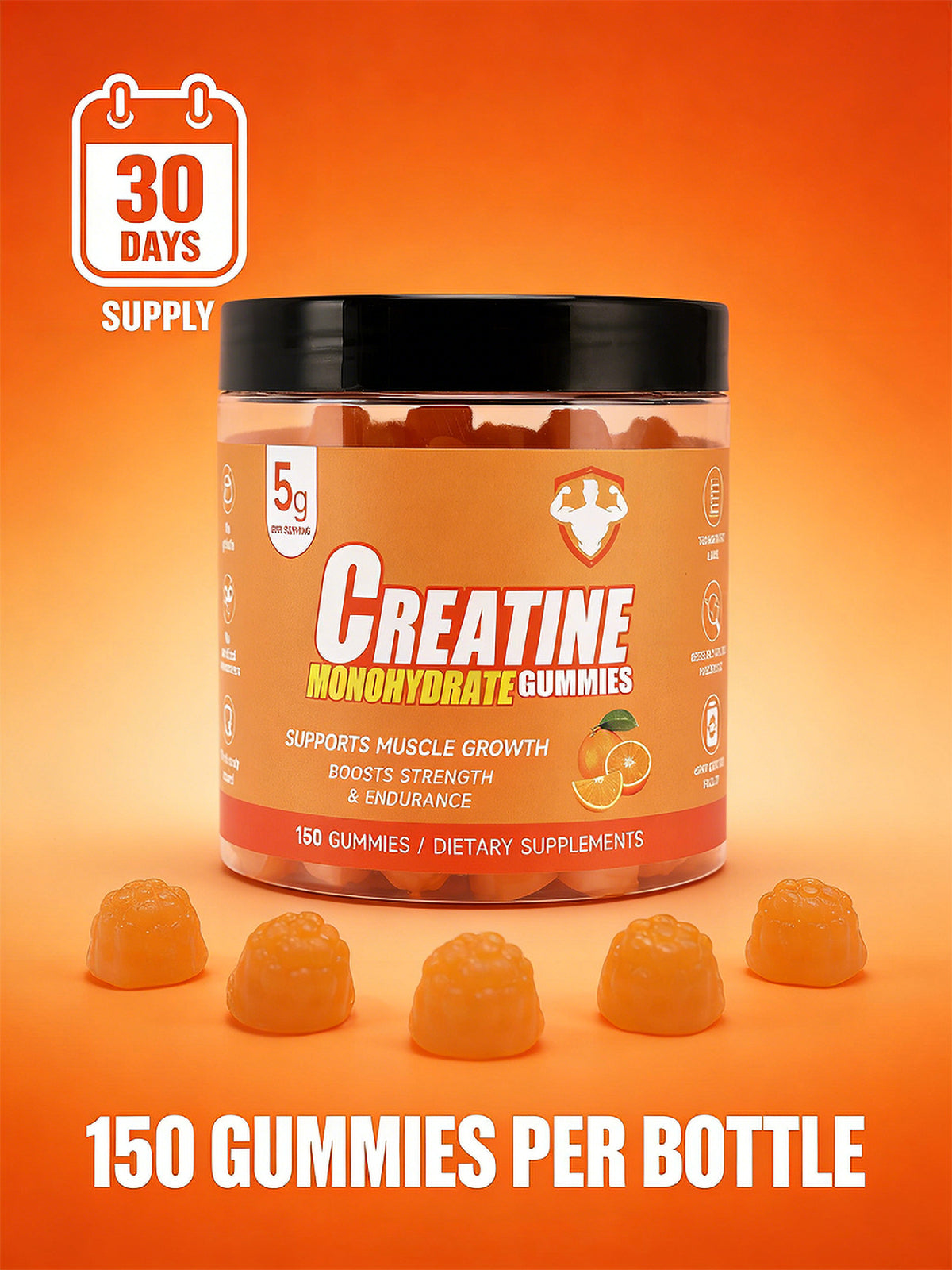 Topteng Orange-flavored Creatine Monohydrate Gummies