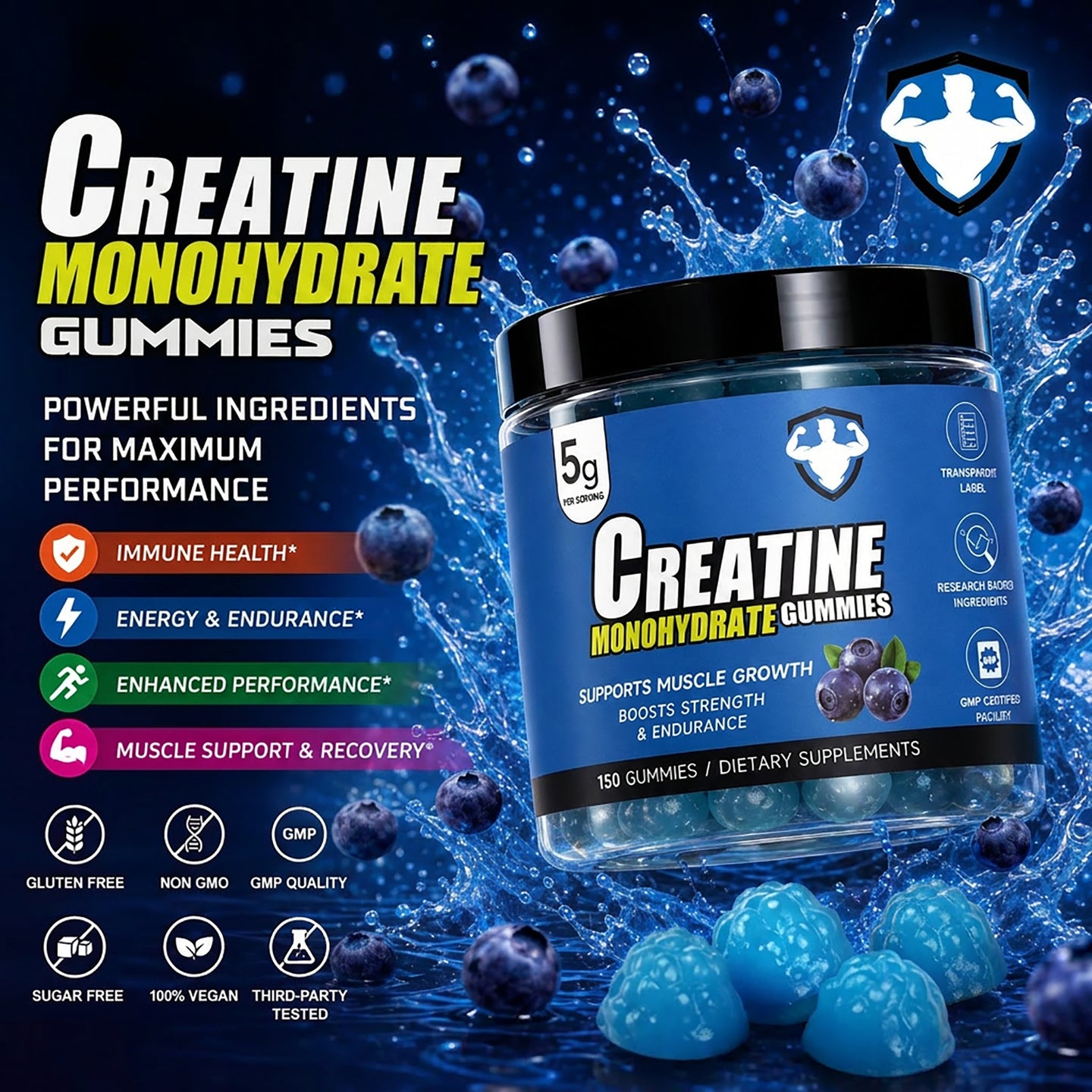 Topteng  Blueberry-flavored Creatine Monohydrate Gummies