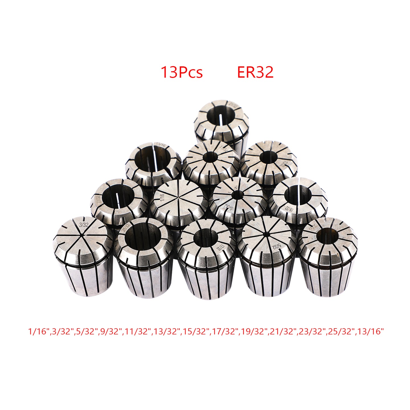13Pcs ER32 Spring Collet 1/16-13/16" For CNC Milling Lathe Tool Workholding