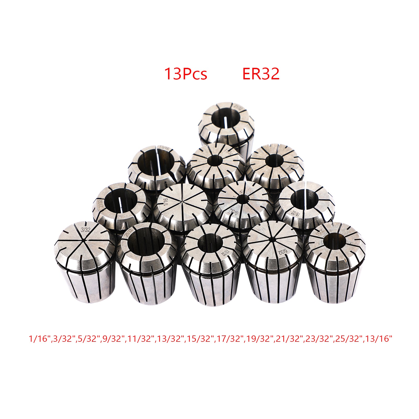 13Pcs ER32 Spring Collet 1/16-13/16" For CNC Milling Lathe Tool Workholding