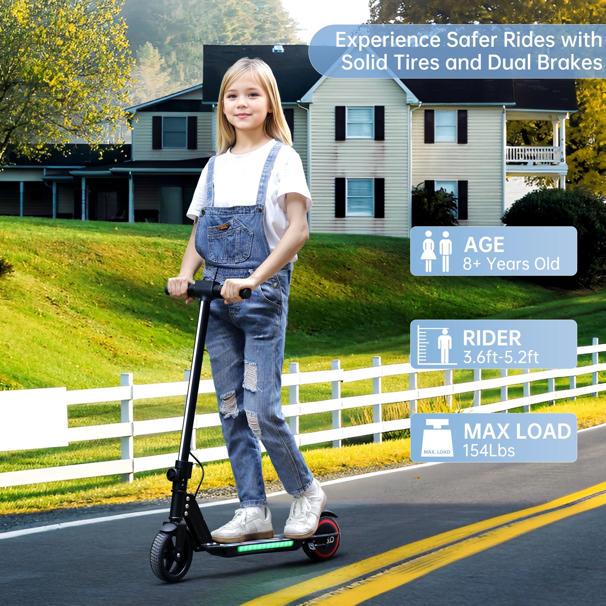 Aluminum alloy Lightweight and Foldable 150W Electric Scooter for Kids Ages 8+ Outdoor Commuter